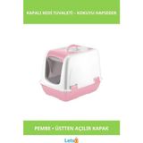 Letsii Üstten Açılır Kapalı Kedi Tuvaleti Pembe 37X40X40 - Renkli