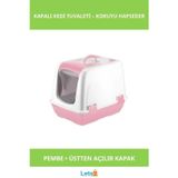 Letsii Üstten Açılır Kapalı Kedi Tuvaleti Pembe 37x40x40