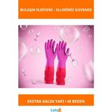Letsii Uzun Konç Su Geçirmez Bulaşık Eldiveni M Beden Pembe Turuncu - Çok Renkli - temizlik eldiveni