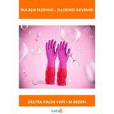 Letsii Uzun Konç Su Geçirmez Bulaşık Eldiveni M Beden Pembe Turuncu