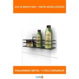 Letsii Yapışkanlı Paslanmaz Metal Duş ve Banyo Rafı 3 5 kg Taşıma Kapasiteli