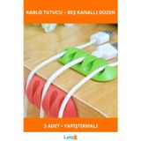 Letsii Yapıştırmalı 5 Kanallı Kablo Tutucu 3 Adet