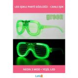 Letsii Yeşil Neon LED Işıklı Parti Gözlüğü 3 Modlu Eğlence Aksesuarı