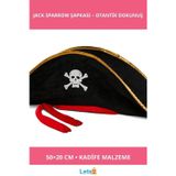 Letsii Yetişkin Boy Kadife Jack Sparrow Denizci Kaptan Korsan Şapkası 50x20 CM