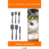 Letsii Yüksek Kaliteli Kaymaz Saplı Silikon Spatula ve Fırça Seti 6'lı