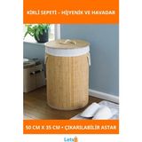 Letsii Yuvarlak Bambu Kirli Sepeti 50 cm Yükseklik, 35 cm Genişlik - Tek Ebat