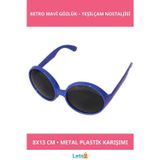 Letsii Yuvarlak Retro Mavi Parti Gözlüğü 80'li 90'lı Yıllar için