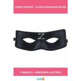 Letsii Zorro Maskesi Lastikli Z Baskılı Kostüm Aksesuarı