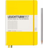 Leuchtturm 1917 Not Defteri Orta Boy A5 Sert Kapak 249 Numaralandırılmış Sayfa Kareli Limon Sarı - Limon Sarısı