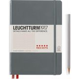 Leuchtturm Orta Boy A5 Red Dots Özel Seri Not Defteri Noktalı Sert Kapak Antrasit Gri