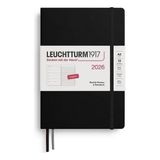 LEUCHTTURM1917 Orta Boy (A5) 12 Aylık Ajanda ve Not Defteri (Çizgili) 2026 Sert Kapak, Ingilizce, Siyah 372650