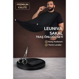 Leuniva Saç Sakal Tıraş Önlüğü + 10 cm Makas Seti – Dökülme Önleyici - Siyah