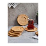 LEV AKSESUAR 6 Adet Yuvarlak Bambu Çay Tabağı, Bardak Altlığı, Fincan Tabağı