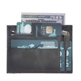Lev Leather %100 Hakiki Minimalist Deri Cüzdan - El Yapımı Fermuarlı Kartlık, 8 Kart Yuvası, Eşsiz Tasarım, Minimal Bozuk Para Bölmeli Kredi Kartlık, Nakit Para Bölmeli Kartlık (Gri)