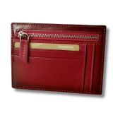 Lev Leather %100 Hakiki Minimalist Deri Cüzdan - El Yapımı Fermuarlı Kartlık, 8 Kart Yuvası, Eşsiz Tasarım, Minimal Bozuk Para Bölmeli Kredi Kartlık, Nakit Para Bölmeli Kartlık (Rustik Kırmızı)