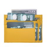 Lev Leather %100 Hakiki Minimalist Deri Cüzdan - El Yapımı Fermuarlı Kartlık, 8 Kart Yuvası, Eşsiz Tasarım, Minimal Bozuk Para Bölmeli Kredi Kartlık, Nakit Para Bölmeli Kartlık (Sarı)