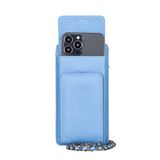 Lev Leather Deri Cüzdan & Telefon Kılıfı 2'si 1 Arada, Hakiki Deri, Zincir Askı, RFID Koruma, Telefon Bölmeli (6.9”e Kadar) Kadın Kartlık ve Cüzdan, Kredi Kartlık ve Nakit Bölmeli (Mavi)