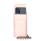 Lev Leather Deri Cüzdan & Telefon Kılıfı 2'si 1 Arada, Hakiki Deri, Zincir Askı, RFID Koruma, Telefon Bölmeli (6.9”e Kadar) Kadın Kartlık ve Cüzdan, Kredi Kartlık ve Nakit Bölmeli (Pembe)