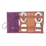 Lev Leather Hakiki Deri Kablo Düzenleyici ve Organizer - Seyahat Kablosu Düzenleyici, 8 Kablo Kapasitesi, Deri Kablo ve Aksesuar Taşıma Kılıfı, Hakiki Deri Cihaz Saklama Kılıfı (Mor)