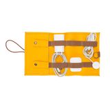Lev Leather Hakiki Deri Kablo Düzenleyici ve Organizer - Seyahat Kablosu Düzenleyici, 8 Kablo Kapasitesi, Deri Kablo ve Aksesuar Taşıma Kılıfı, Hakiki Deri Cihaz Saklama Kılıfı (Sarı)