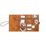 Lev Leather Hakiki Deri Kablo Düzenleyici ve Organizer - Seyahat Kablosu Düzenleyici, 8 Kablo Kapasitesi, Deri Kablo ve Aksesuar Taşıma Kılıfı, Hakiki Deri Cihaz Saklama Kılıfı (Taba)