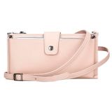 Lev Leather Hakiki Deri Kadın Cüzdan Çanta Askılı, Telefon Bölmeli, Kart ve Para Bölmeli, 12 Kart Yuvası, Fermuarlı Bölme, Çıkarılabilir Askılı Hakiki Deri Cüzdan Çanta (Pembe)