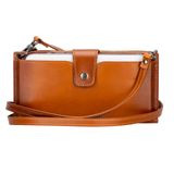 Lev Leather Hakiki Deri Kadın Cüzdan Çanta Askılı, Telefon Bölmeli, Kart ve Para Bölmeli, 12 Kart Yuvası, Fermuarlı Bölme, Çıkarılabilir Askılı Hakiki Deri Cüzdan Çanta (Rustik Taba)