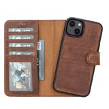 Lev Leather iPhone 14 ile uyumlu Hakiki Deri Cüzdan Kılıf - Kart Yuvalı, Tam Koruma, MagSafe Uyumlu, RFID Korumalı, Stantlı, Güçlü Manyetik Kapama - Üniseks (Antik Koyu Kahverengi)