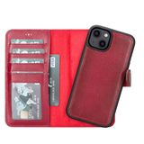 Lev Leather iPhone 14 ile uyumlu Hakiki Deri Cüzdan Kılıf - Kart Yuvalı, Tam Koruma, MagSafe Uyumlu, RFID Korumalı, Stantlı, Güçlü Manyetik Kapama - Üniseks (Kırmızı)