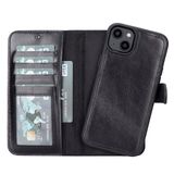 Lev Leather iPhone 14 Plus ile uyumlu Hakiki Deri Cüzdan Kılıf - Kart Yuvalı, Tam Koruma, MagSafe Uyumlu, RFID Korumalı, Stantlı, Güçlü Manyetik Kapama - Üniseks (Rustik Siyah)