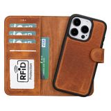 Lev Leather iPhone 15 Pro ile uyumlu Hakiki Deri Cüzdan Kılıf - Kart Yuvalı, Tam Koruma, MagSafe Uyumlu, RFID Korumalı, Stantlı, Güçlü Manyetik Kapama - Üniseks (Antik Kahverengi)