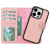 Lev Leather iPhone 15 Pro ile uyumlu Hakiki Deri Cüzdan Kılıf - Kart Yuvalı, Tam Koruma, MagSafe Uyumlu, RFID Korumalı, Stantlı, Güçlü Manyetik Kapama - Üniseks (Pembe)