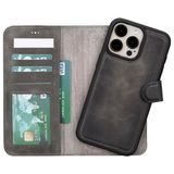 Lev Leather iPhone 15 Pro Max ile uyumlu Hakiki Deri Cüzdan Kılıf - Kart Yuvalı, Tam Koruma, MagSafe Uyumlu, RFID Korumalı, Stantlı, Güçlü Manyetik Kapama - Üniseks (Gri)