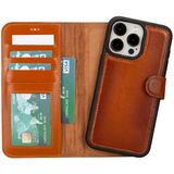 Lev Leather iPhone 15 Pro Max ile uyumlu Hakiki Deri Cüzdan Kılıf - Kart Yuvalı, Tam Koruma, MagSafe Uyumlu, RFID Korumalı, Stantlı, Güçlü Manyetik Kapama - Üniseks (Rustik Tan)