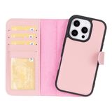 Lev Leather iPhone 16 Pro ile uyumlu Hakiki Deri Cüzdan Kılıf - Kart Yuvalı, Tam Koruma, MagSafe Uyumlu, RFID Korumalı, Stantlı, Güçlü Manyetik Kapama - Üniseks (Pembe)