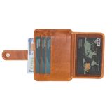 Lev Leather Premium Hakiki Deri Para Bölmeli Kartlık - 5-8 Kart Kapasiteli, Kolay Erişim Pencereleri, Kompakt ve Dayanıklı Tasarım, Günlük Kullanım İçin Mükemmel, Erkek ve Kadın için Kartlık (Taba)