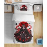 Leva Home Itachi Sasuke Anime 3D Dijital Baskılı Tek Kişilik Çarşafsız Genç Erkek Nevresim Takımı - Gri - 160 x 220 cm