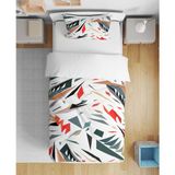 Leva Home Modern Çizgili Renkli Desenli 3D Dijital Baskılı Tek Kişilik Çarşafsız Nevresim Takımı Uyku Seti - 160 x 220 cm