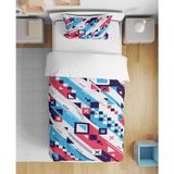 Leva Home Modern Soyut Çizgi Desenli Renkli 3D Dijital Baskılı Tek Kişilik Çarşafsız Erkek Çocuk Nevresim Takımı - 160 x 220 cm