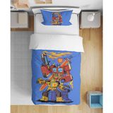 Leva Home Transformers Autobot Desenli 3D Dijital Baskılı Tek Kişilik Erkek Çocuk Çarşafsız Nevresim Takımı - Mavi - 160 x 220 cm