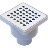 Leva House Fatex 10 x 10 cm Ø 50 Plastik Çerçeve Alttan Çıkış Yer Süzgeci ( 430 Paslanmaz Süzgeçli )