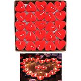 Leva House Tea Light Mum Kırmızı Kalpli Mum 4 + Saat Yanma Süreli 25 Li ( 13 Gr )