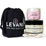 Levand 3lü Vücut Peeling Seti/ Amber Siyah Sabunu + Body Butter Fantasy+ Kalın Kese (3'Lü Set)