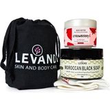 Levand 3lü Vücut Peeling Seti/ Gül Siyah Sabunu + Body Butter Strowberry + Kalın Kese (3'lü Set)