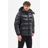 Level High Erkek Siyah Kapüşonlu Şişme Mont – Kalın Kışlık Puffer Mont - XL