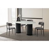 Levent Mobilya Azura Masa, Armoni Sandalye, Marmo, 160x90 Çok Renkli