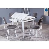 Levent Mobilya Kartal Kare Masa Takimi, Beyaz, 70x80