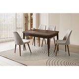 Levent Mobilya Sima Kelebek Masa, Lira Sandalye, Ceviz, 130x80 Ceviz