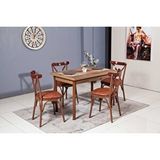 Levent Mobilya Smart Masa Ve Bahar Çapraz Sandalye Takımı, Ceviz, 70x110 Ceviz
