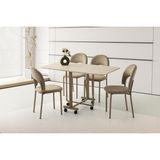 Levent Mobilya ve Aksesuar Katlanır Metal Tekerlekli Ayak Masa, Traverten, 70 x 10 - 70x10